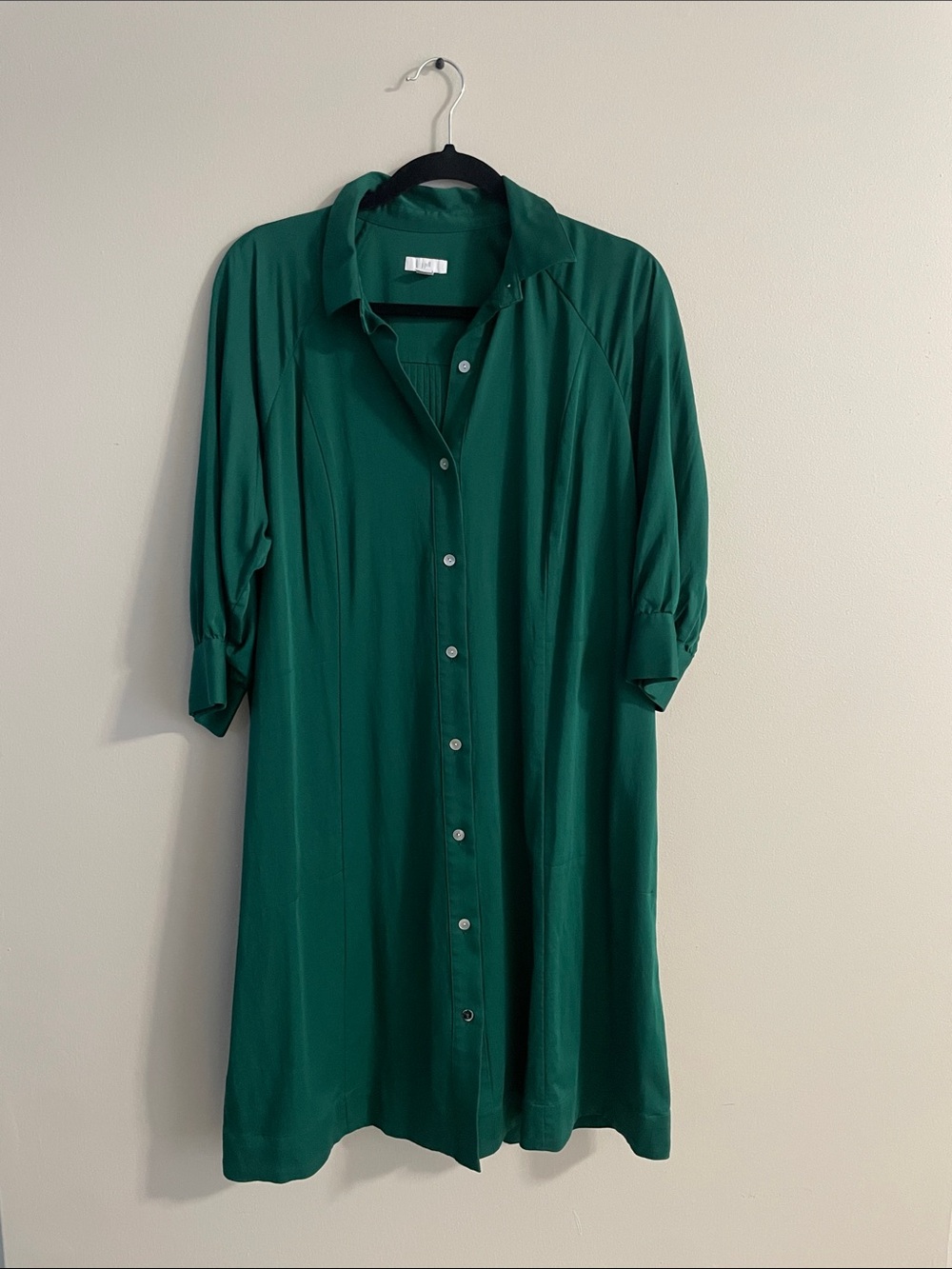 J. Jill Deep Emerald Button-Front Midi Shirt Dress